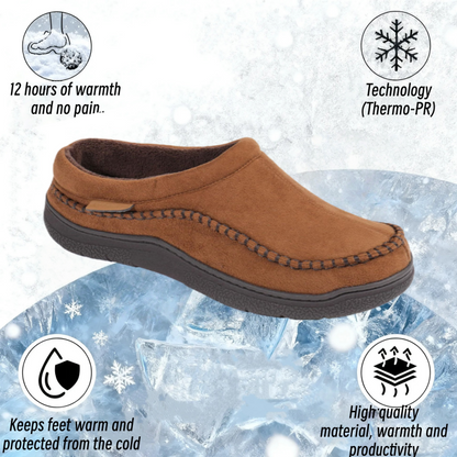 🔥Hot Sale 60% Off🔥Men's Non-Slip Warm Plush Wide Toe Orthopedic Slip-on Slippers