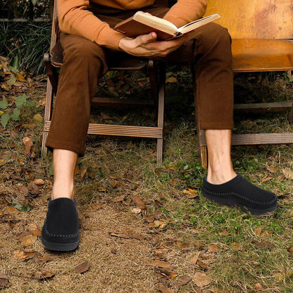 🔥Hot Sale 60% Off🔥Men's Non-Slip Warm Plush Wide Toe Orthopedic Slip-on Slippers