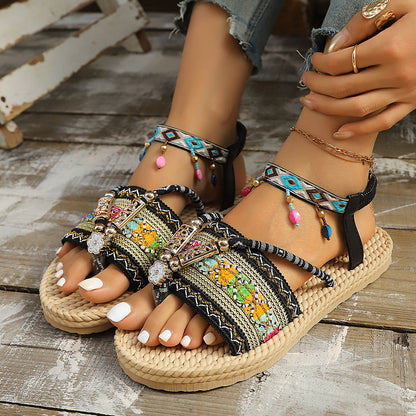 Bohemian Beaded Sandals with Arch Support & Easy Slip-On