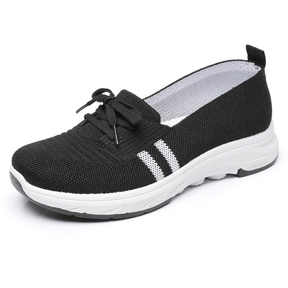 ✨Best-1 Seller Fall 2025✨Women’s Breathable Knit Slip-On Sneakers with Bow – Lightweight Low-Top Casual Shoes in Beige & White for Everyday Comfort