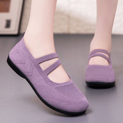 Women's Breathable Mesh Mary Jane Shoes – Easy Slip-On, Non-Slip Sole for All-Day Comfort