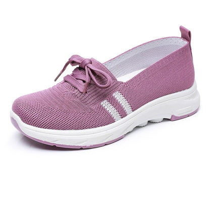 ✨Best-1 Seller Fall 2025✨Women’s Breathable Knit Slip-On Sneakers with Bow – Lightweight Low-Top Casual Shoes in Beige & White for Everyday Comfort