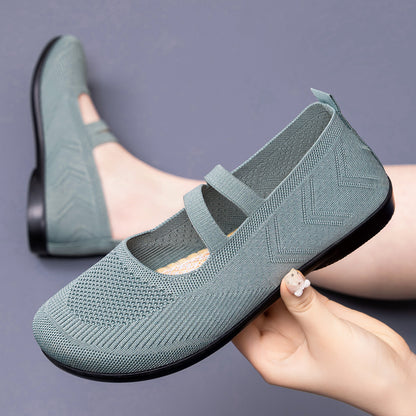 Women's Breathable Mesh Mary Jane Shoes – Easy Slip-On, Non-Slip Sole for All-Day Comfort
