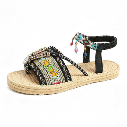Bohemian Beaded Sandals with Arch Support & Easy Slip-On