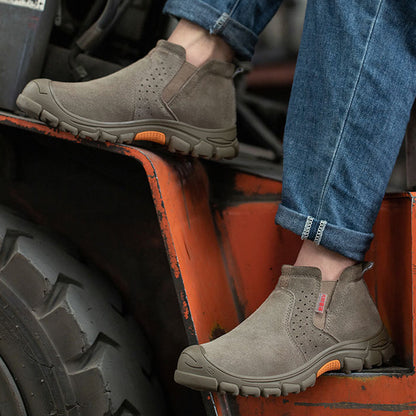 (🤜Work Hard for 5+ Years) Men's Anti-Smash Anti-Puncture Work Boots Waterproof Lightweight Comfortable Chelsea Boots