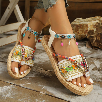 Bohemian Beaded Sandals with Arch Support & Easy Slip-On
