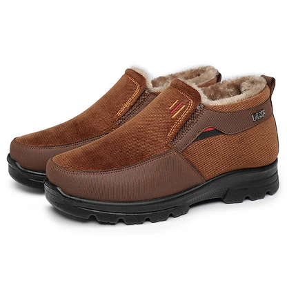 Men's Winter Fleece Waterproof Warm Non-Slip Orthopedic Shoes Snow Ankle Boots (Medical Certification)