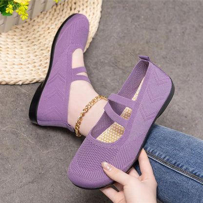 Women's Breathable Mesh Mary Jane Shoes – Easy Slip-On, Non-Slip Sole for All-Day Comfort